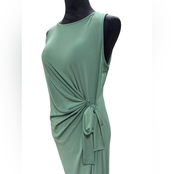 Ann Taylor Factory Green Side Tie Ruched Midi Sheath Dress Size Large - Picture 4 of 10